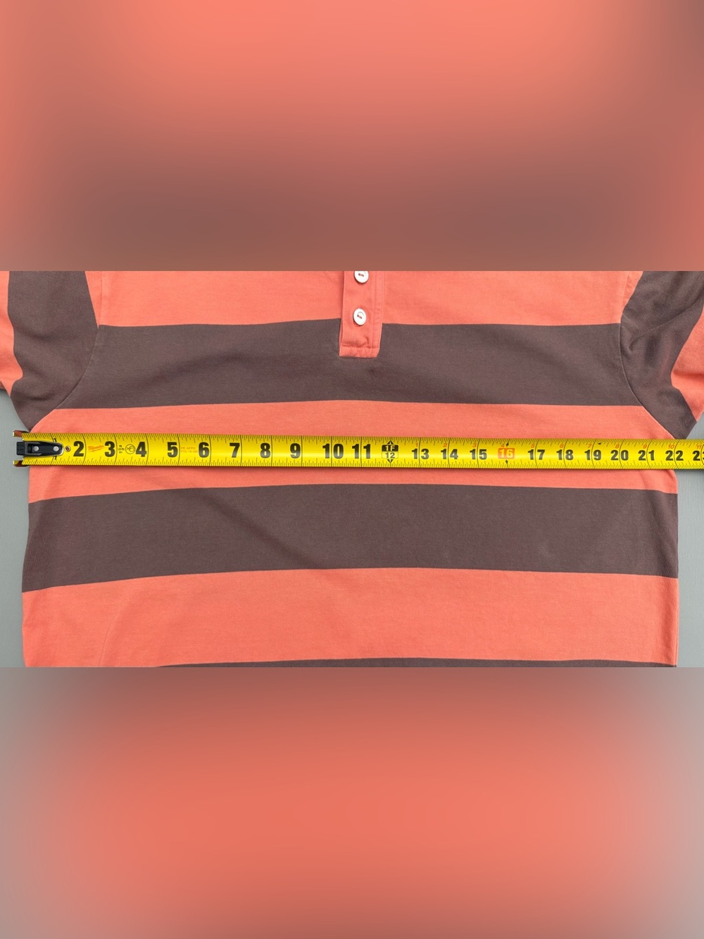BP. Stripe Polo Shirt Men’s Medium Orange Brown 100% Cotton Short Sleeve - Picture 11 of 12